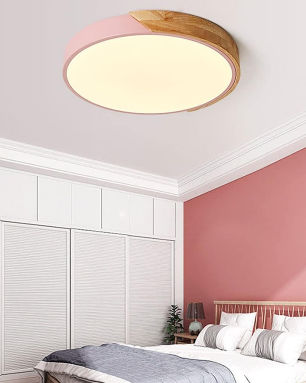 Moderne runde Deckenleuchte mit Holz-Akzent und LED-Beleuchtung – minimalistische Designlampe in 23 30 40 50 und 60 cm | Restfield