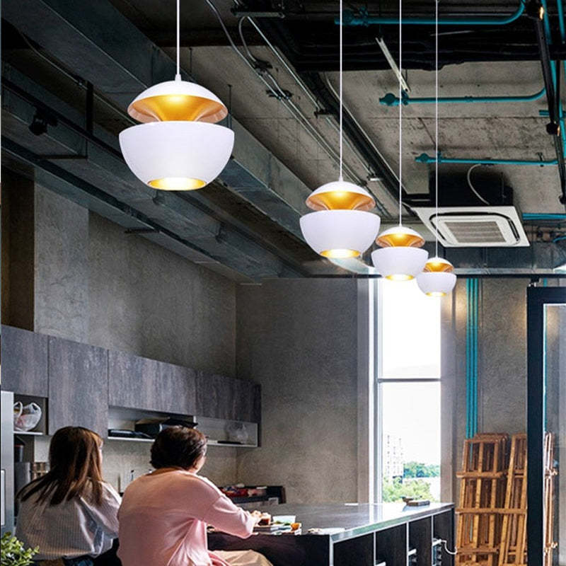 Elegante LED-Deckenleuchte Schwarz-Weiß Modernes Design Rund Aluminium Essbereich Schlafzimmer Wohnzimmer Warm Dimmbares Licht Skandinavisches Interieur Stilvoll | Sansoti