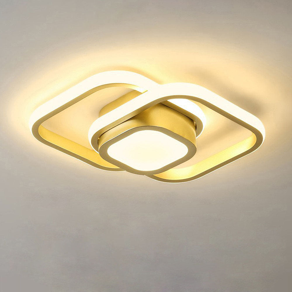 LED Plafondlamp Dubbele Ring Zwart Woonkamer Hal Moderne Plafondverlichting Minimalistisch Warm Licht | Sansoti