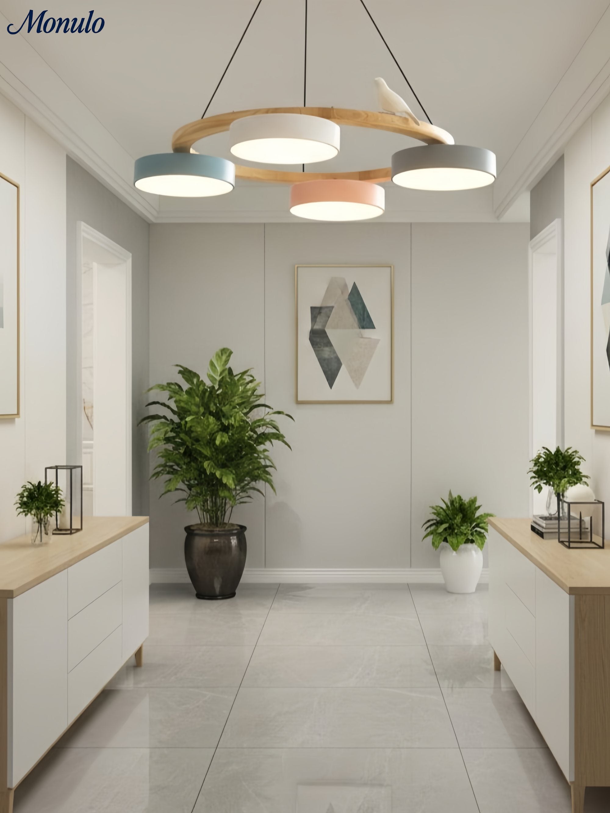 Decoratieve Vogelkroonluchter met Gekleurde Cirkels voor Eetkamer en Woonkamer | Sansoti