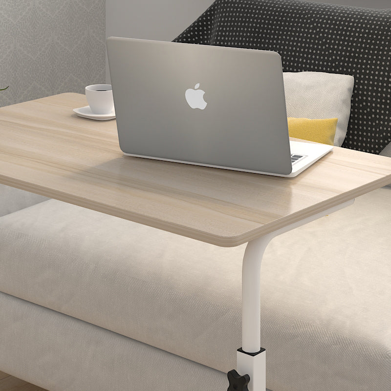 Verstelbare Laptoptafel Op Wielen Wit Staal Hout Hoogte Instelbaar Sofa Bijzettafel | Sansoti