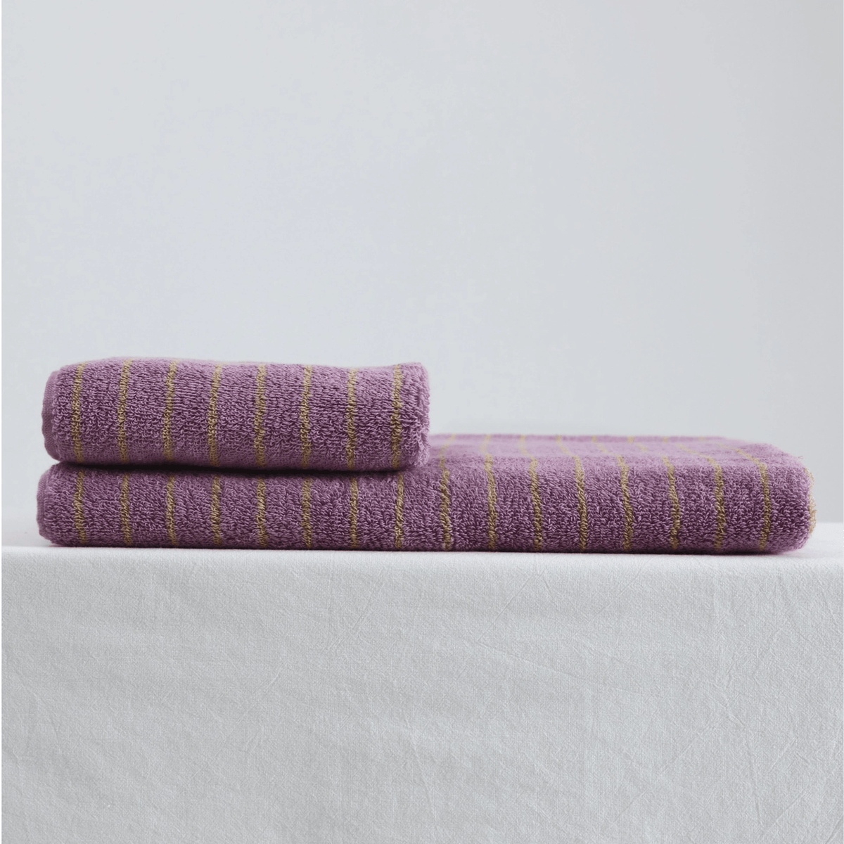 Serviette en coton rayée lavande, 100 % coton peigné, pour salle de bains, visage et bain, jacquard, douce et absorbante | Sansoti