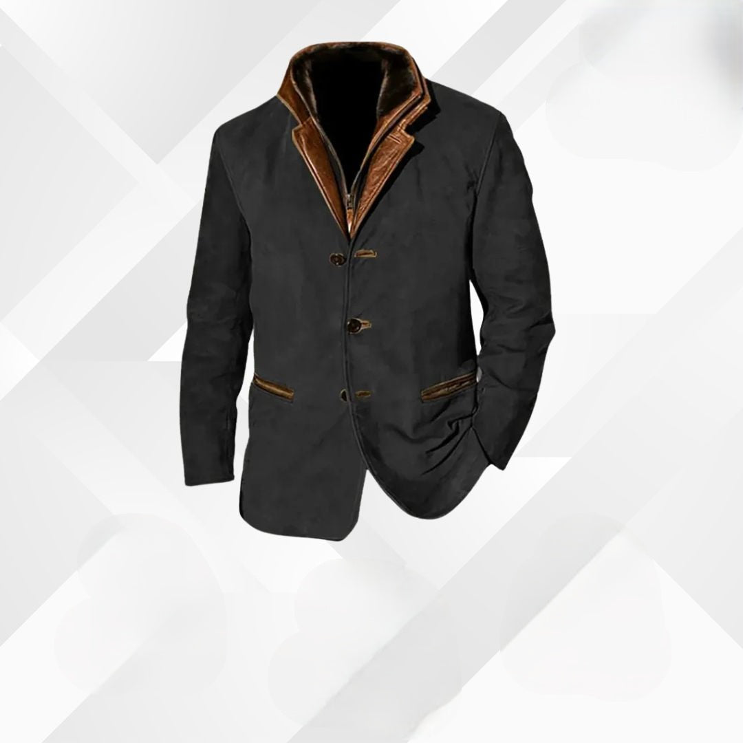 Men’s autumn jacket, suede blazer with collar detail, charcoal, navy blue, mustard, casual lightweight fall jacket | Sansoti