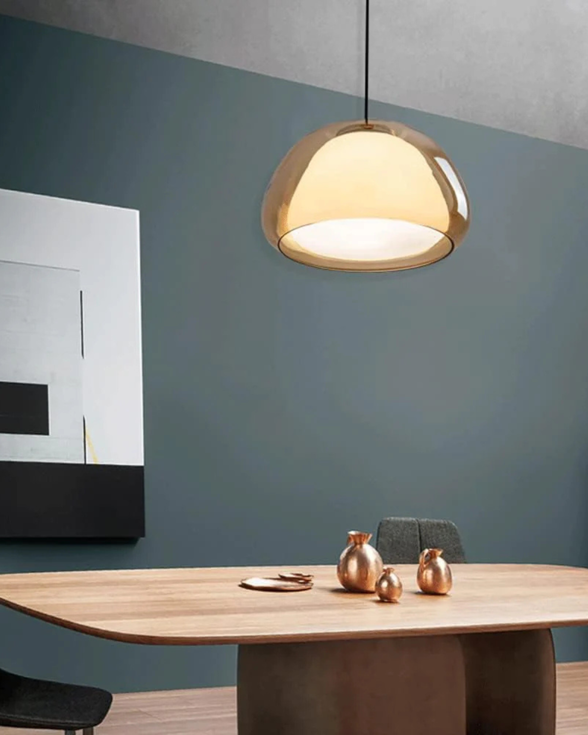Luxe Glazen Hanglamp Met Mat En Transparant Glas In Minimalistisch Japandi Design | Sansoti