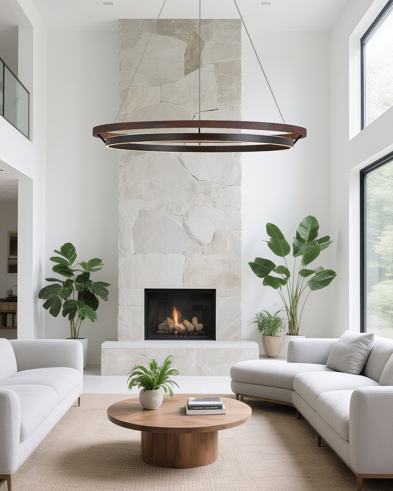 Holz-Ring-Kronleuchter LED Eingebaut Warmweiß Dimmbar Esszimmer Wohnzimmer Deckenlampe Modern Bauernhaus | Restfield