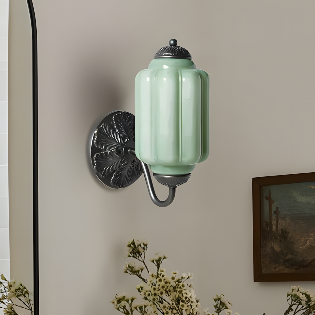 Vintage Wandlamp met Melkglas en Geolied Messing – Klassieke Retro Verlichting voor Hal, Slaapkamer, Woonkamer | Sansoti