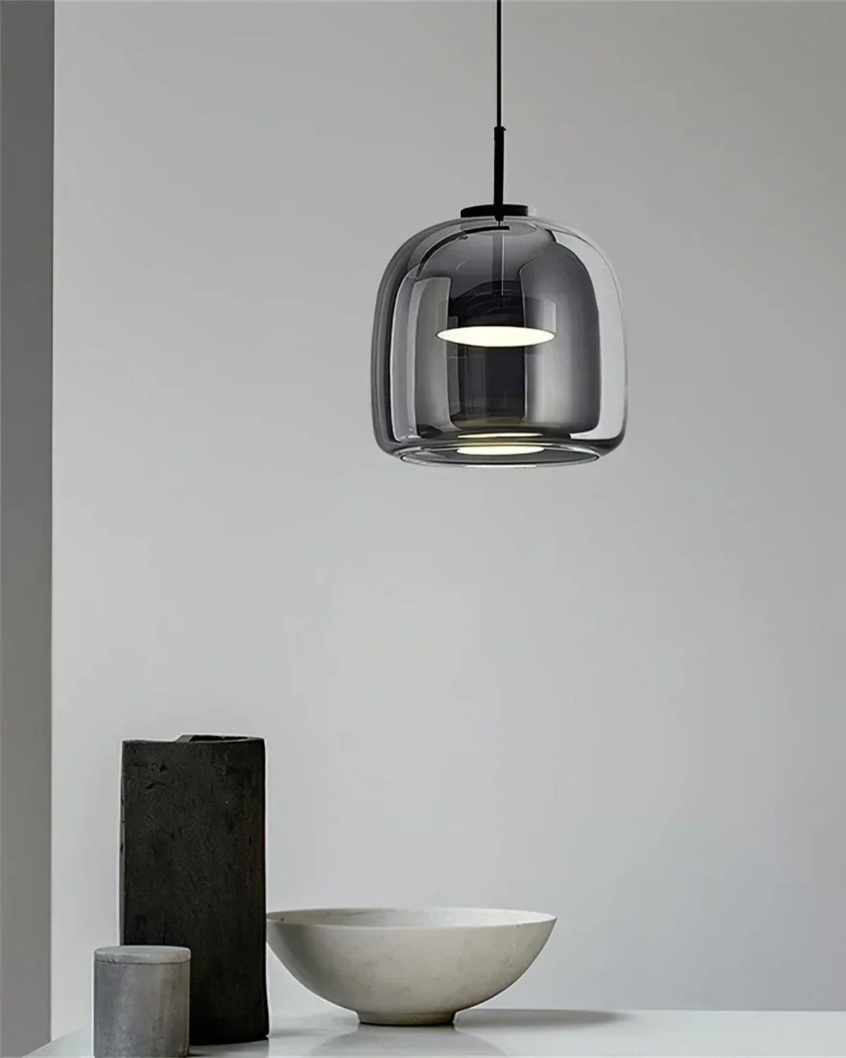 Hanglamp Rookglas met LED Verlichting Goud Zwart Amber Dimbaar Eetkamer | Scandinavische Glazen Plafondlamp Metalen Finish Keukeneiland Moderne Verlichting Woonkamer Design | Sansoti