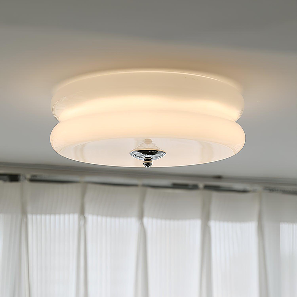 LED plafondlamp glas metaal crème 13 cm slaapkamer woonkamer art deco plafondverlichting rond warm licht neutraal licht wit licht | Sansoti