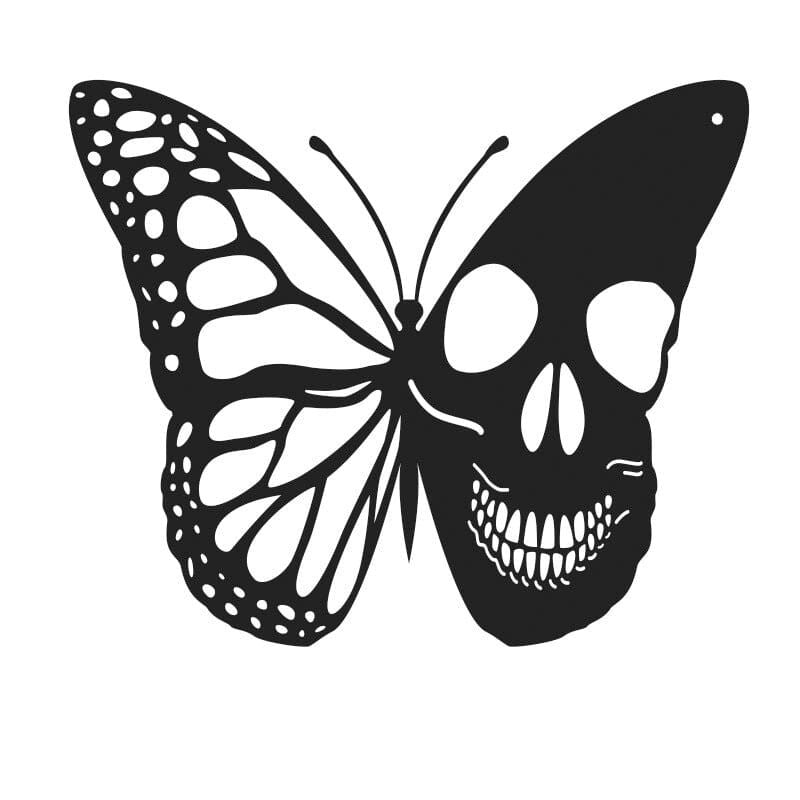 Metalen Vlinder Schedel Wanddecoratie 25x30cm Handgemaakt Gothic Art Mystiek Design Binnen Buiten Tuin | Sansoti