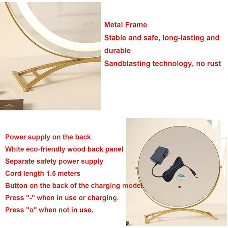 Miroir maquillage éclairage LED rechargeable 40cm pivotant 360° dimmable 3 modes lumière