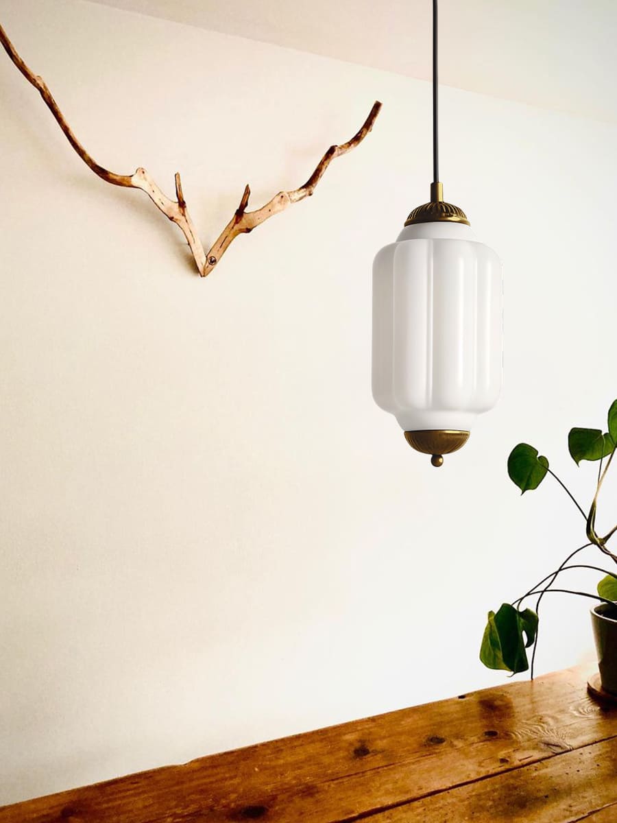 Vintage Glazen Hanglamp met Nostalgische Uitstraling – Verfijnde Verlichting voor Eetkamer en Keuken | Sansoti