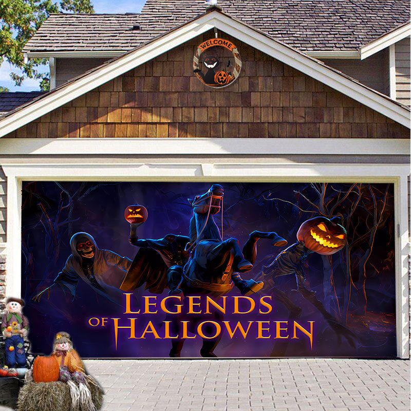 Halloween Garagedeur Decoratie Spookachtige Bedrukking Schaduwdoek Herbruikbaar Horror Sfeer Doek Waterdicht Buiten Feestversiering | Sansoti