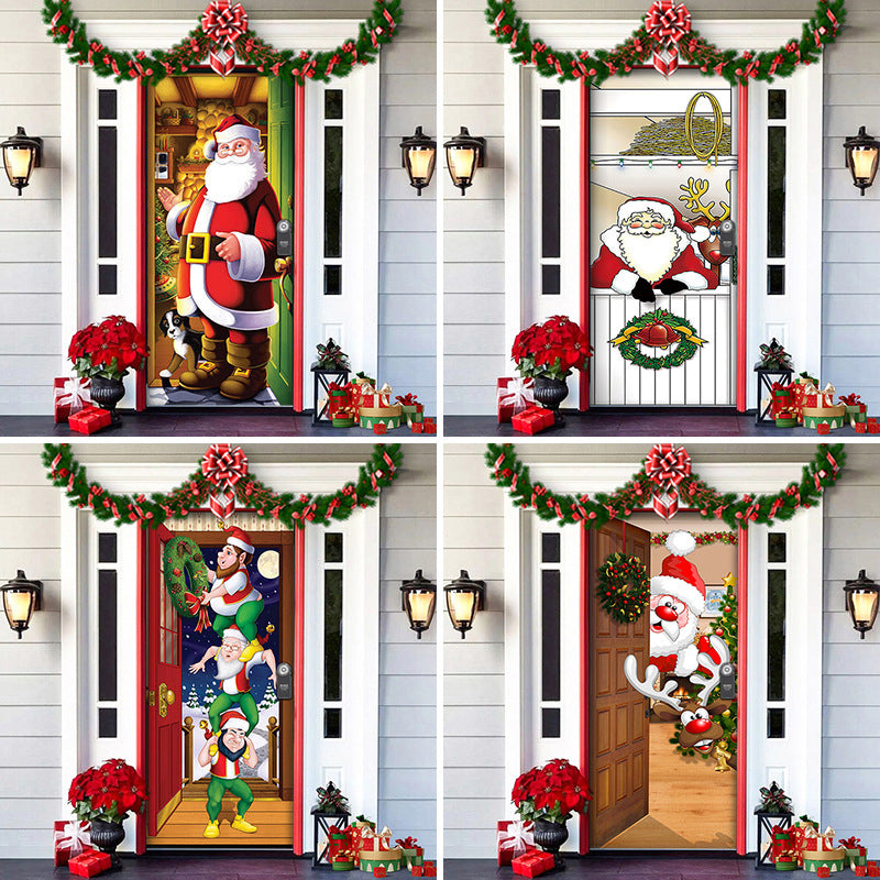 Kerstdeurposter Textiel 91x203 cm Feestelijke Thema's Herbruikbaar Duurzaam Voordeurversiering Kerstdecoratie | Sansoti