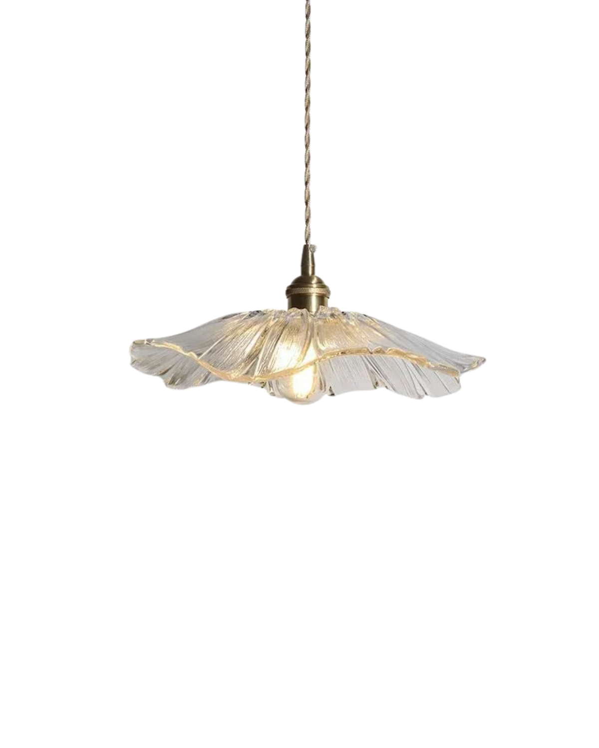 Skulpturale gläserne Pendelleuchte mit Messingfassung und warmem Licht – künstlerische Designer-Deckenleuchte für Esszimmer und Wohnzimmer | Restfield