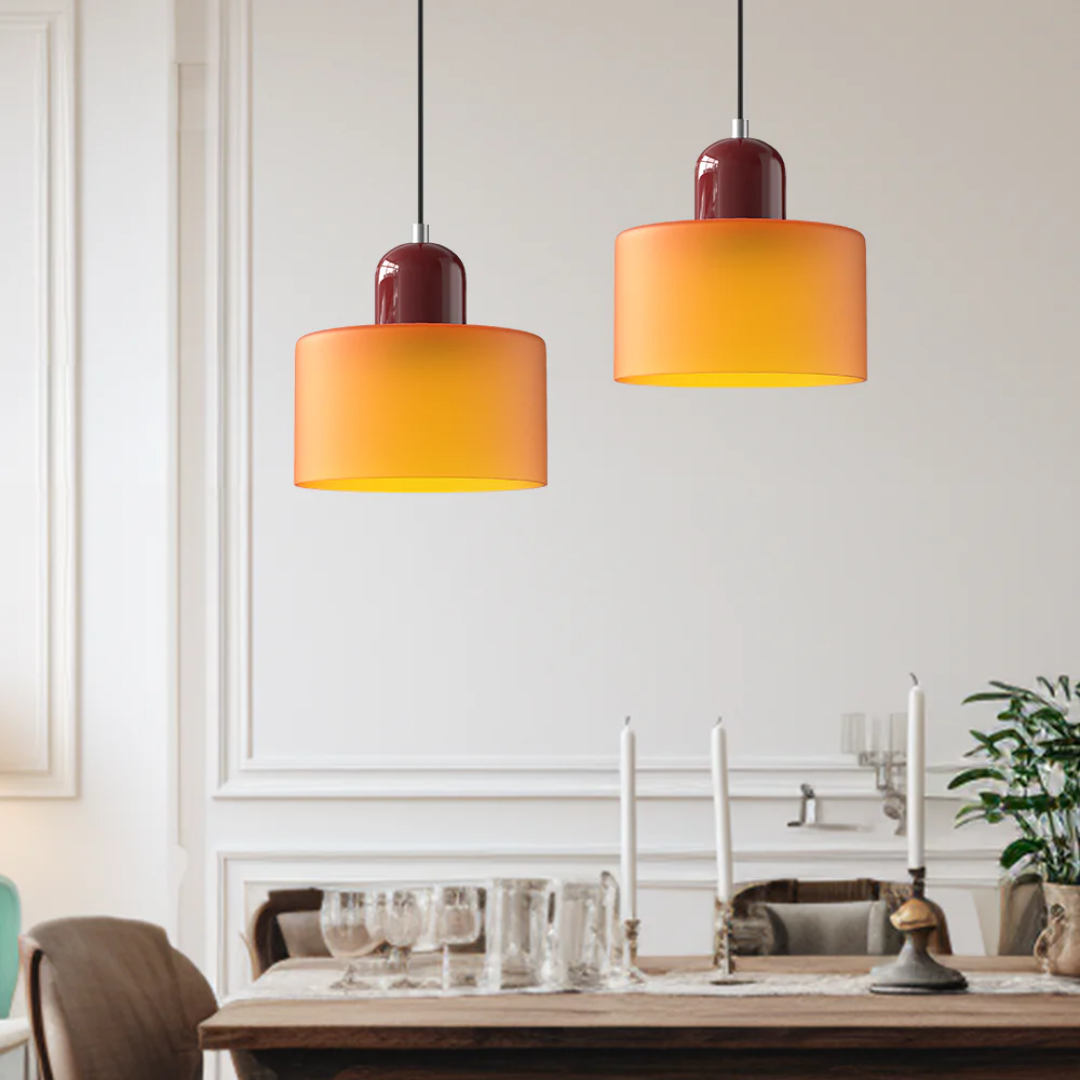 Lismeno Retro Hanglamp Glas 15cm Groen Oranje Eettafel Keuken Vintage Verlichting Compact | Sansoti