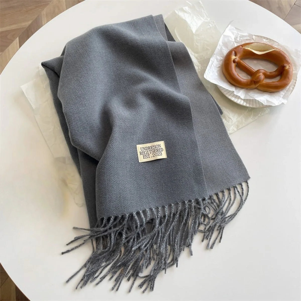 Étole réversible en laine pashmina à franges pour femme, écharpe d’hiver chaude, châle doux et élégant | Sansoti