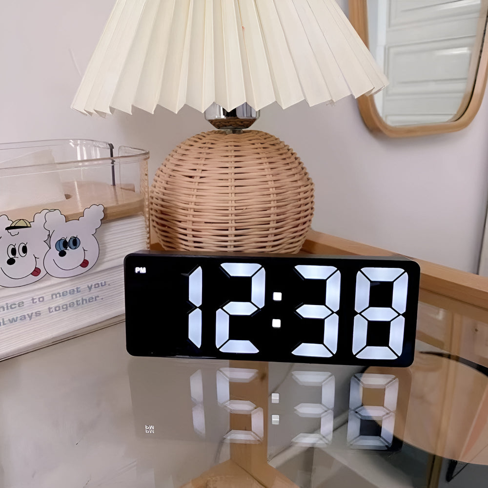 Digitale LED Spiegelwekker met Datum en Temperatuur — Minimalistisch Design voor Slaapkamer en Bureau | Sansoti