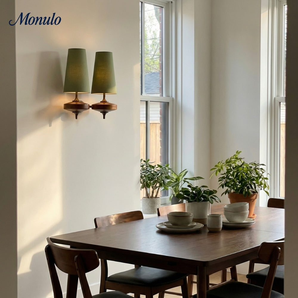 Retro Wandlamp met Stoffen Kap – Vintage Verlichting voor Slaapkamer | Sansoti