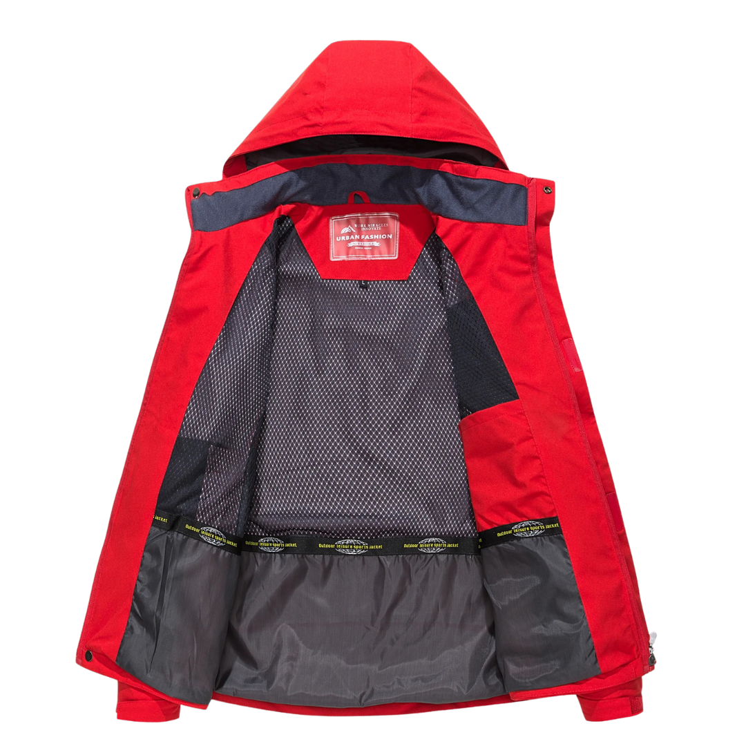 Veste d’extérieur imperméable pour hommes en polyester avec capuche amovible et plusieurs poches pour randonnée, trekking et activités de plein air | Sansoti