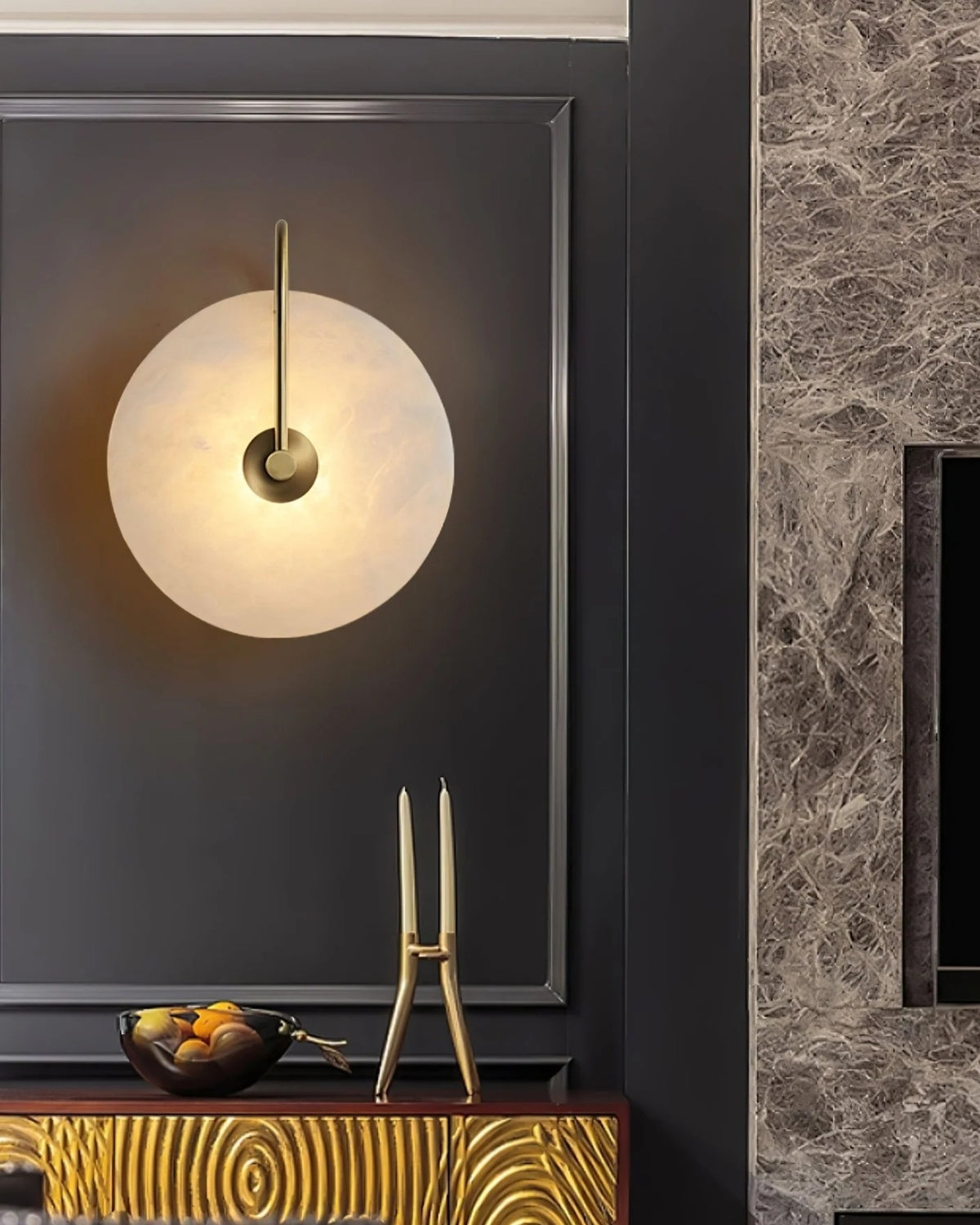 Ronde LED Wandlamp Acrylaat 20-25cm Zwart Goud Warm Licht Slaapkamer Hal | Sansoti