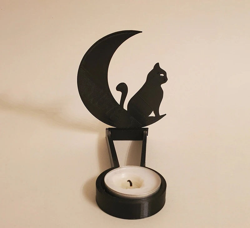 Metall-Kerzenhalter Halloween-Schädel-Design Schwarz 15x8cm Stimmungslicht Dekoratives Ornament Gothic-Tischdekoration | Sansoti