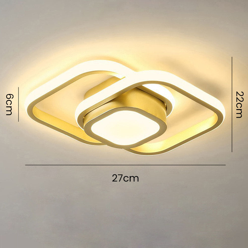LED Plafondlamp Dubbele Ring Zwart Woonkamer Hal Moderne Plafondverlichting Minimalistisch Warm Licht | Sansoti
