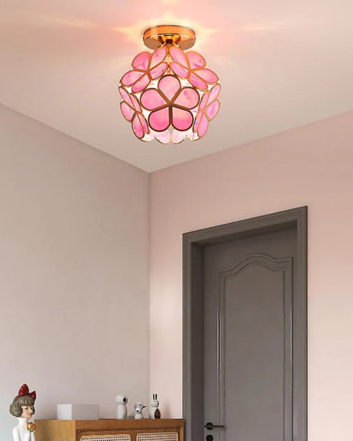 Lampe de plafond moderne avec motif floral en acrylique et fer doré – lampe design LED de luxe 20 cm | Restfield
