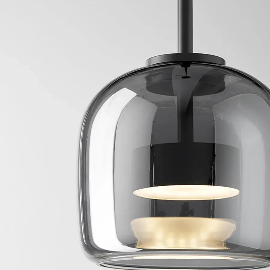 Suspension nordique verre LED cognac gris fumé Scandinave | Restfield