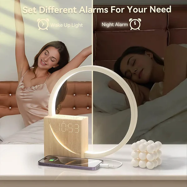 Touch Alarm Clock with Night Light – Touch Control Lighting and Alarm Function White Bedroom | Sansoti