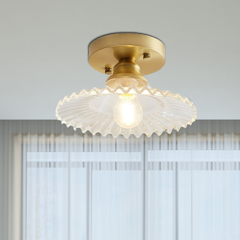 Industriële Plafondlamp met Geribbeld Glas – Groen of Helder – Ø22cm Retro Semi-Flush voor Woonkamer | Sansoti