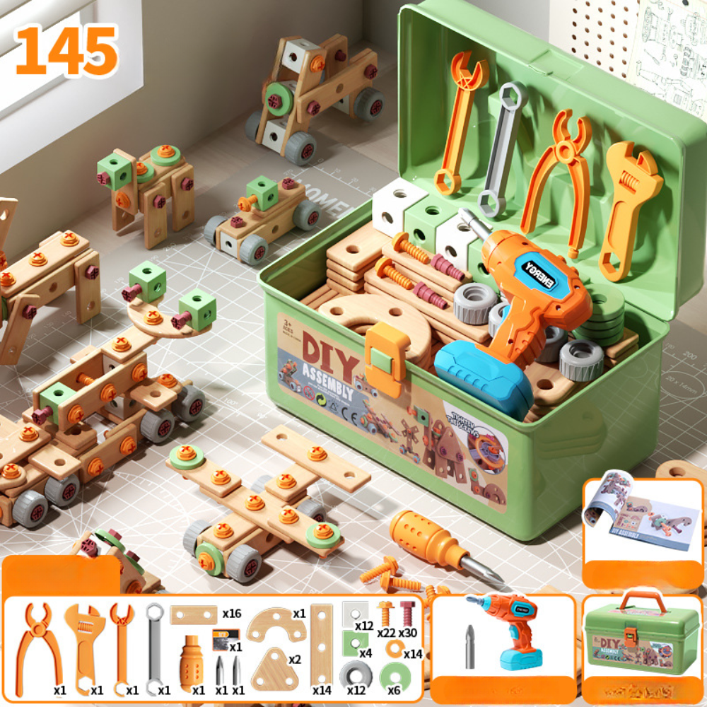 Houten Speelgoed Gereedschapsset voor Kinderen Constructieset met Koffer & Accessoires | Sansoti