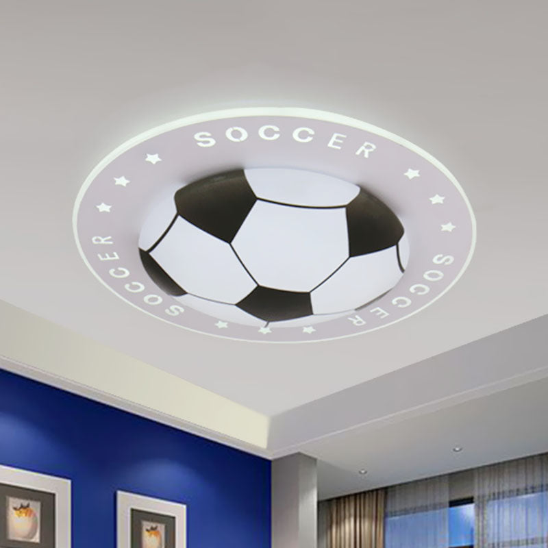 Plafonnier LED ballon de football chambre d’enfant 42 cm noir bleu acrylique spot de plafond éclairage sportif chambre de garçon | Sansoti