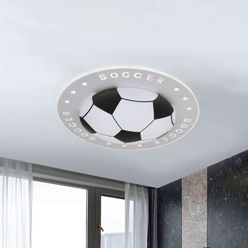 Plafonnier LED ballon de football chambre d’enfant 42 cm noir bleu acrylique spot de plafond éclairage sportif chambre de garçon | Sansoti