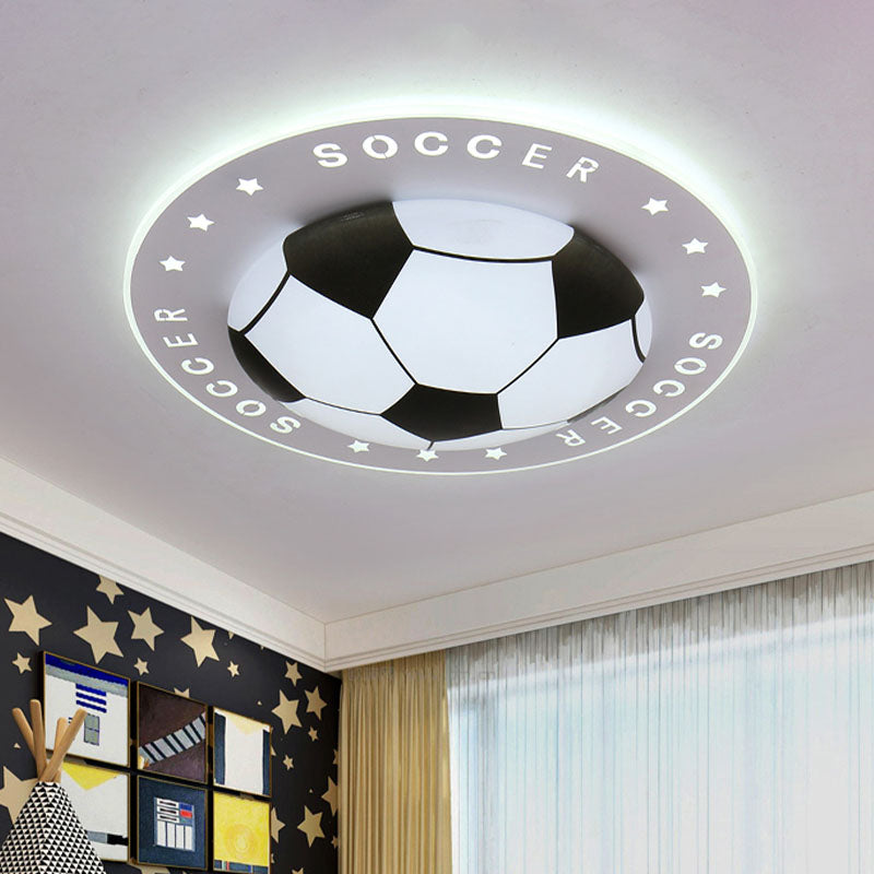 Plafonnier LED ballon de football chambre d’enfant 42 cm noir bleu acrylique spot de plafond éclairage sportif chambre de garçon | Sansoti