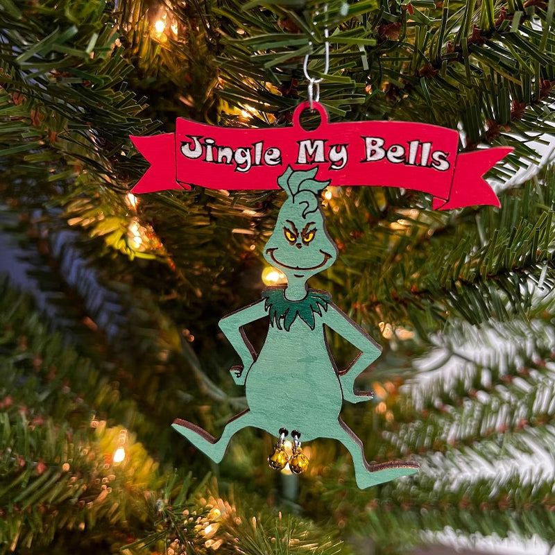 Weihnachtsbaumanhänger mit Glöckchen Humorvolle Festtagsfiguren Handbemaltes Harzornament für den Tannenbaum | Sansoti