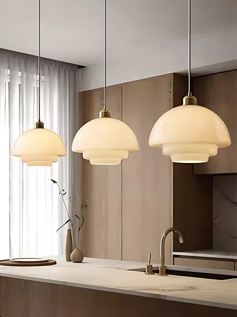 Glazen Hanglamp met Gelaagd Design – Melkwit Matglas voor Eetkamer en Woonkamer | Sansoti