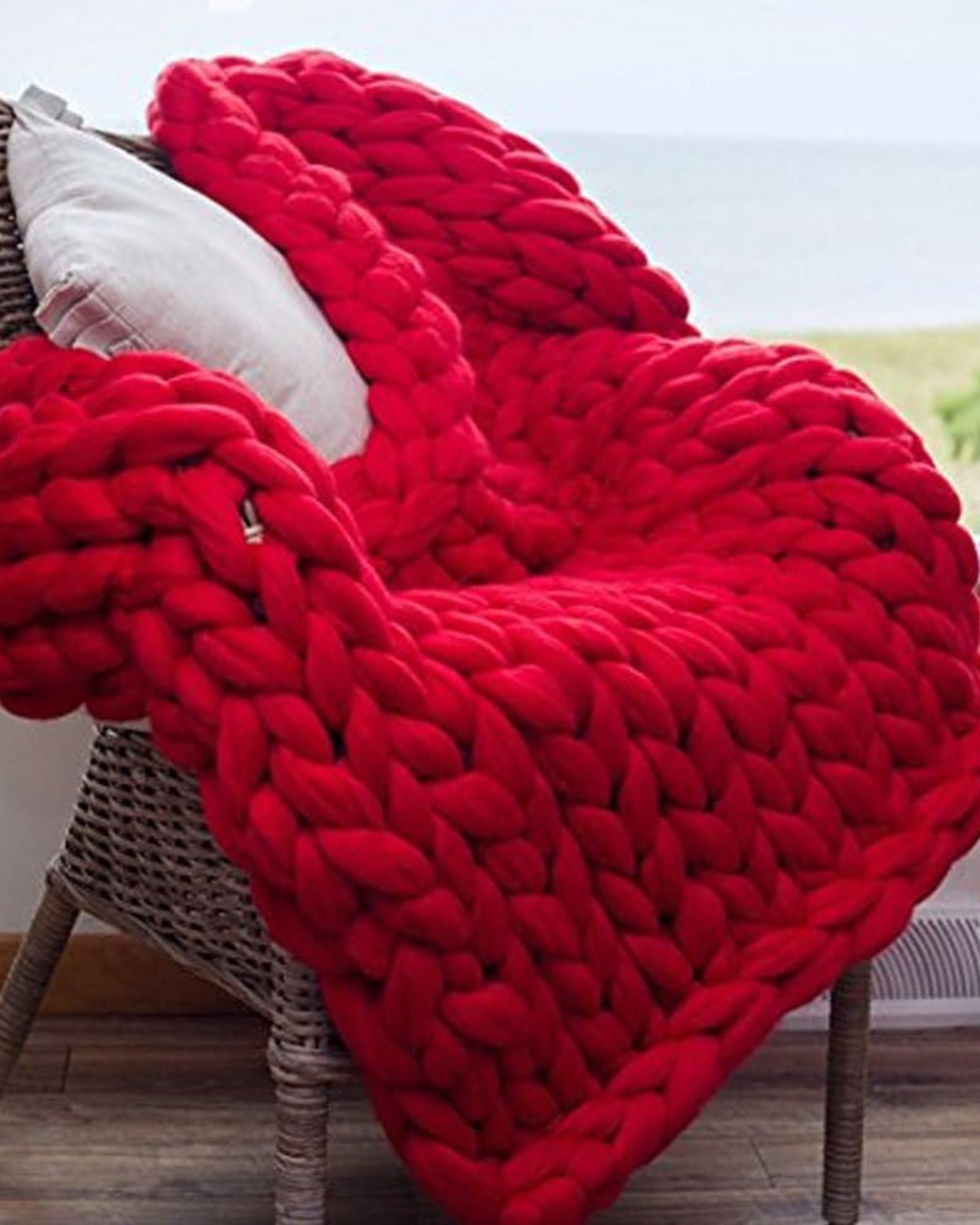 Handgebreid Chunky Plaid – Dik Gebreide Deken in Zachte Chenille voor Bank en Bed | Sansoti