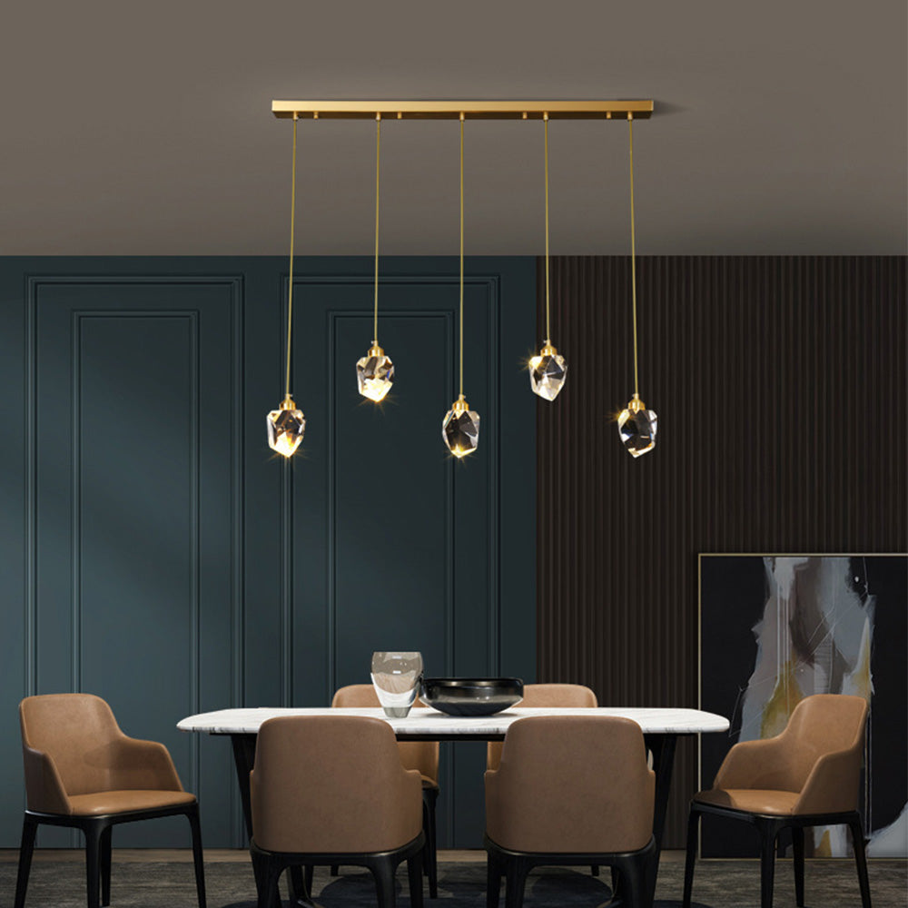 Suspension Verre Métal Or Réglable Table à manger Salon Îlot de cuisine Forme goutte Lampe design Éclairage d'ambiance | Restfield