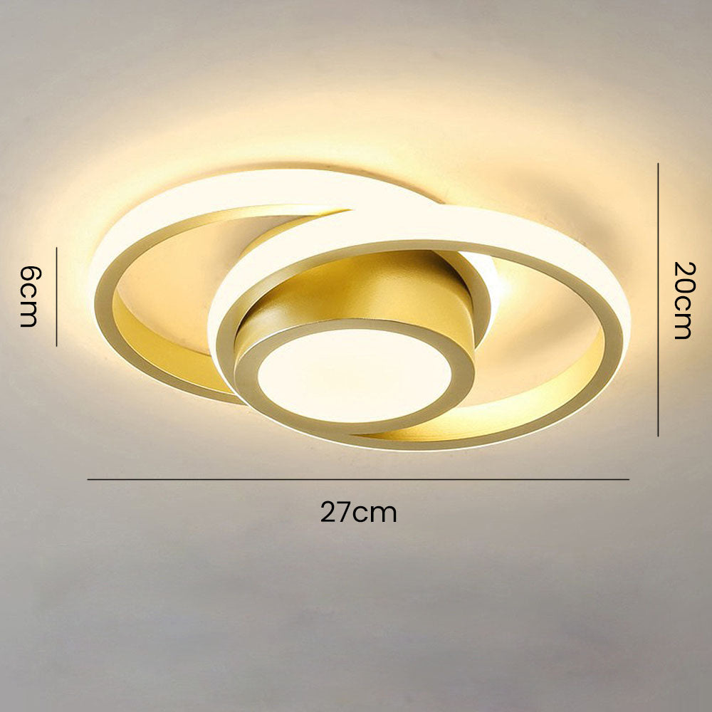 LED Plafondlamp Dubbele Ring Zwart Woonkamer Hal Moderne Plafondverlichting Minimalistisch Warm Licht | Sansoti