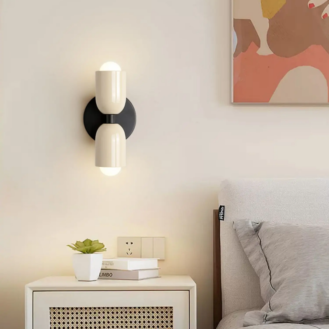 Doppelte LED-Wandleuchte aus Edelstahl Warmweiß 3000K Innen- und Außenbeleuchtung Modernes Design Wohnzimmer | Sansoti