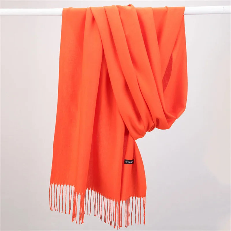 Extra langer Kaschmir-Damenschal, einfarbiger Winterschal, weich, warm und elegant, Accessoire für Herbst und Winter, 10 Farben | Sansoti
