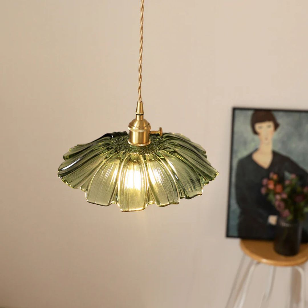 Sansoti | Cullivan Bloemvormige Hanglamp – Glazen Hanglamp met Gouden Fitting voor Woonkamer & Eetkamer