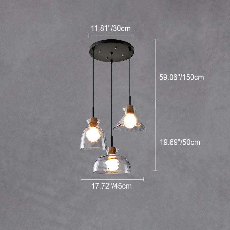 Hanglamp Glas Hout Transparant E26 Woonkamer Slaapkamer Eetkamer Pendellamp Glazen Kap Bell Cone Bowl Industrieel Retro | Sansoti