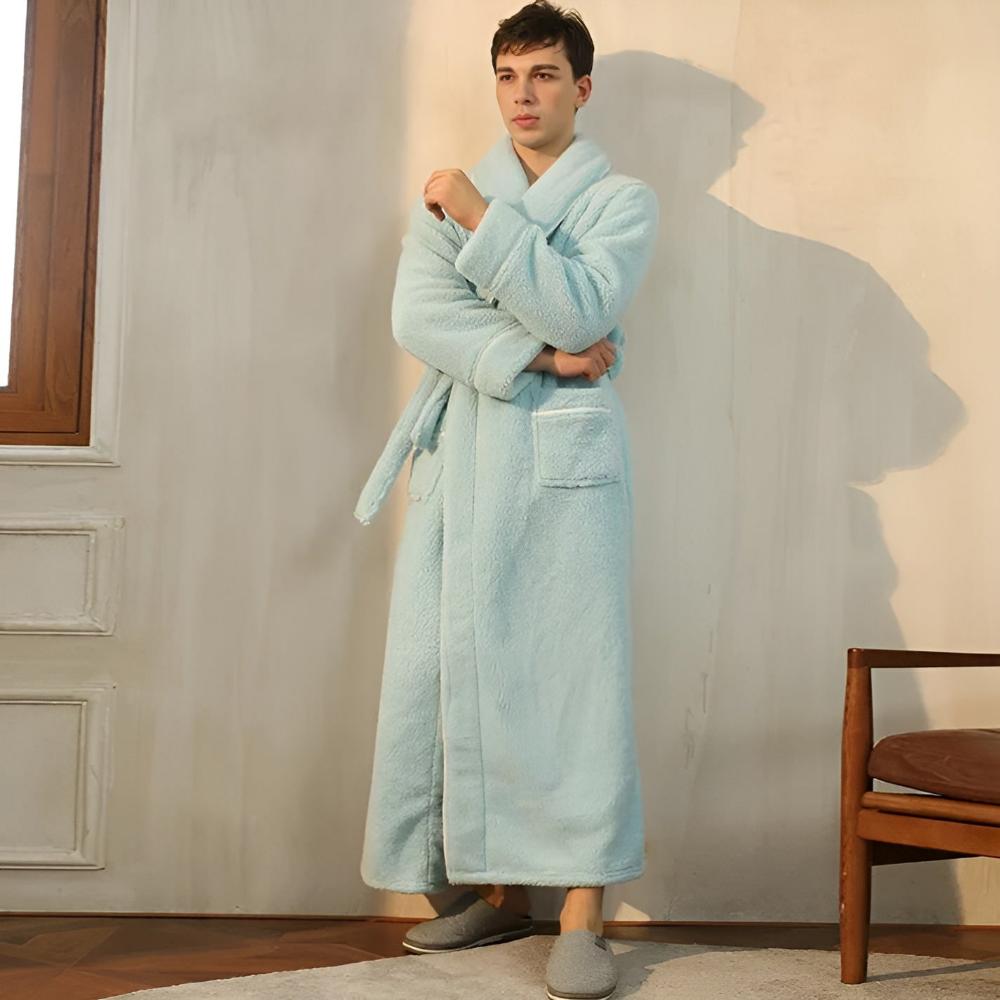 Sherpa Coral Fleece Badjas met Shawlkraag Unisex Loungewear Comfortabel Huis Huispak Zachte Fleece Ochtendjas | Sansoti