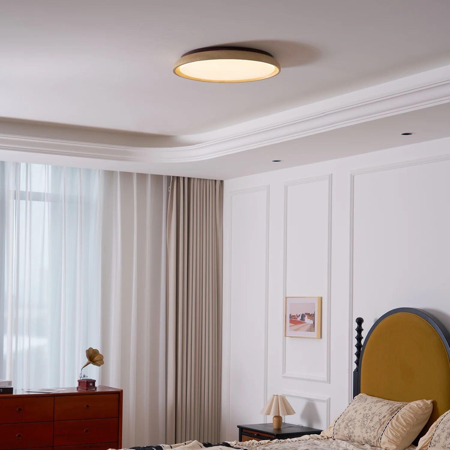 Depiara Deckenleuchte Travertin Holz LED 3000K Beige Deckenbeleuchtung Wohnzimmer Schlafzimmer Flur Badezimmer modern minimalistisch | Restfield