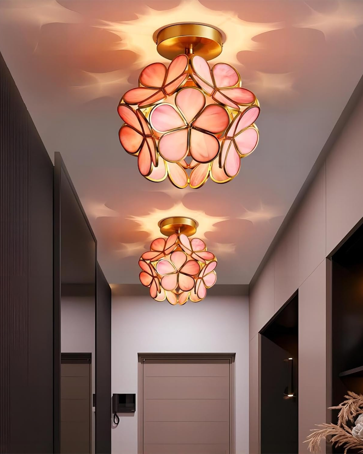 Lampe de plafond moderne avec motif floral en acrylique et fer doré – lampe design LED de luxe 20 cm | Restfield