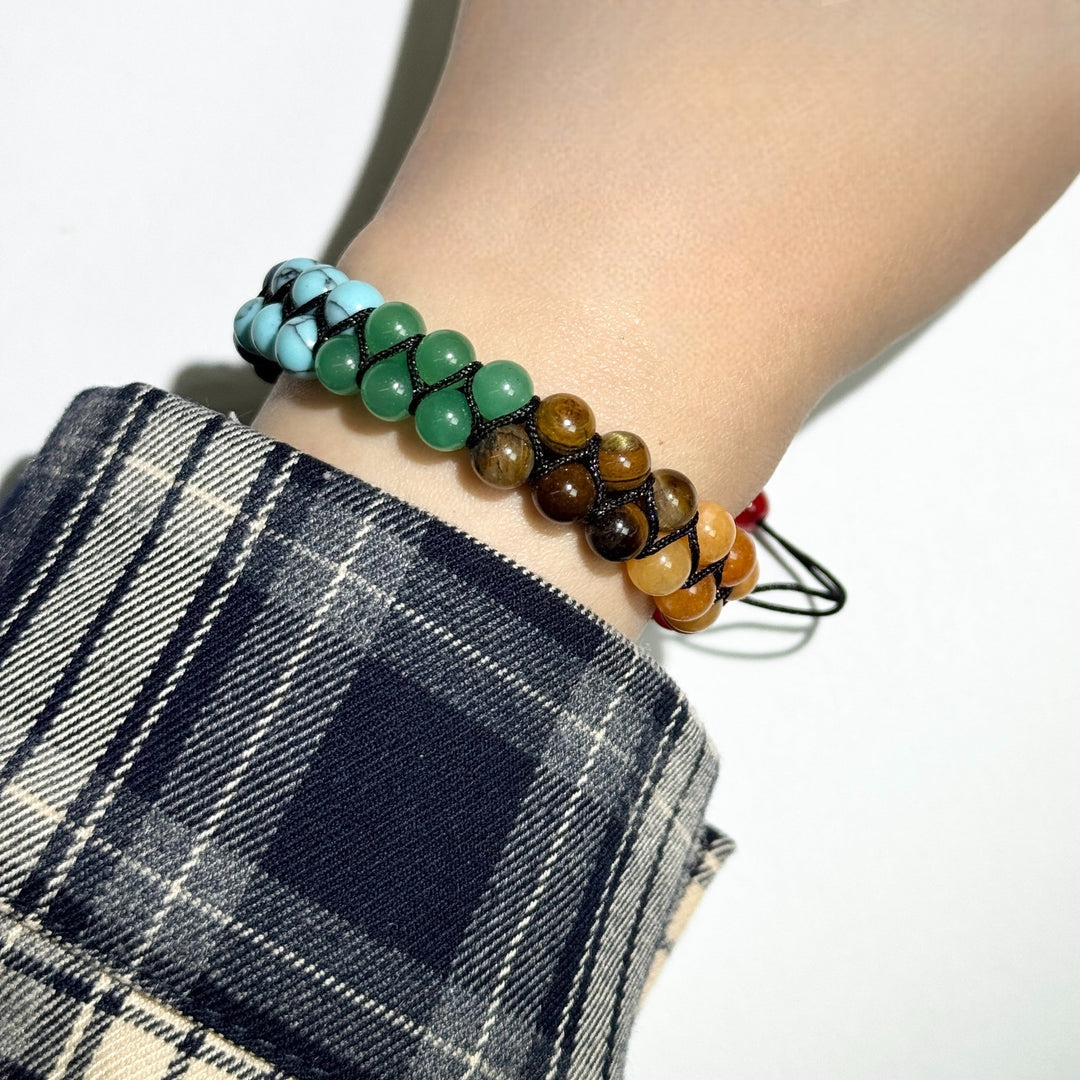 Verstellbares Chakra-Armband Naturstein-Energieperlen Meditation Yoga Spiritualität Wohlbefinden Unisex-Schmuck | Sansoti