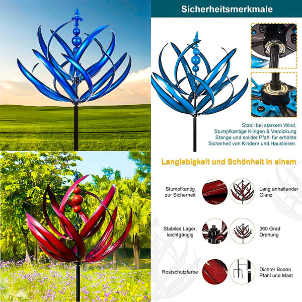 Tuinwindmolen Draaibaar Metaal Weervaan Vogel Design Blauw Rood 90cm voor Terras Tuin Balkon Decoratie | Sansoti