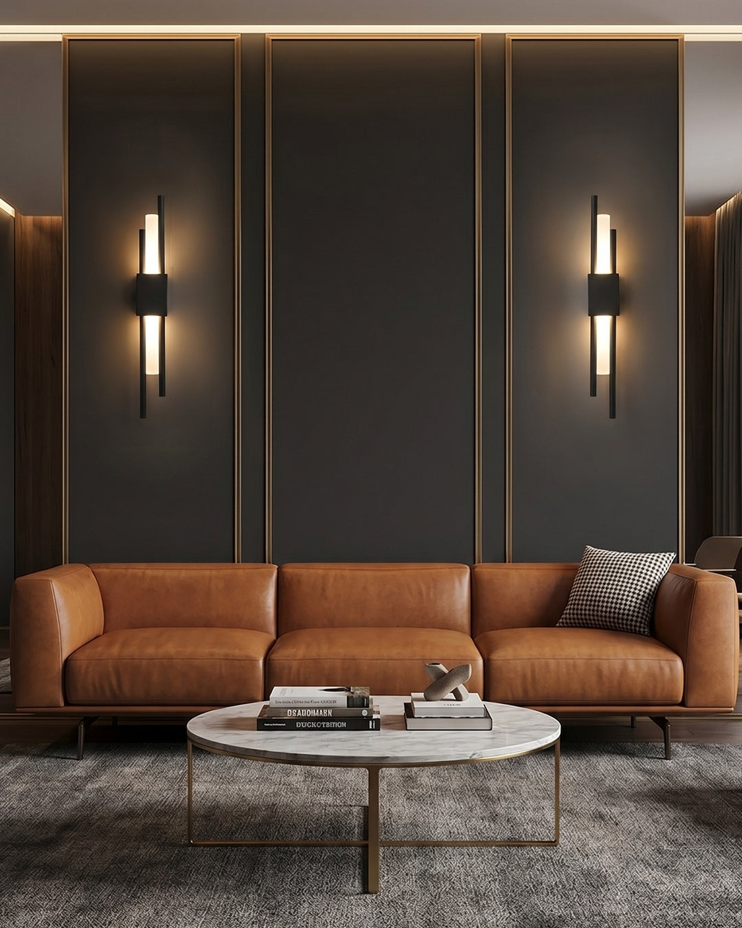 Scandinavische Minimalistische Wandlamp – Modern Verticaal Design met Gerichte LED-Verlichting – Zwart Goud | Sansoti