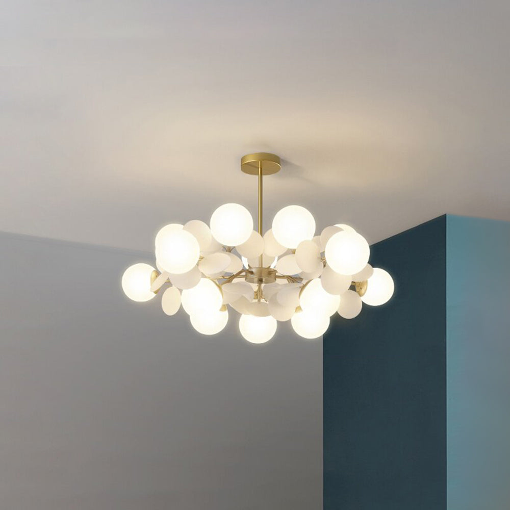 Glas-Kronleuchter mit Acryl-G9-LED-Blütenzweigen, dimmbar, drei Farben, Wohnzimmer, Esszimmer, Deckenbeleuchtung | Sansoti